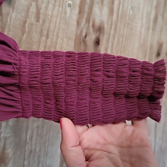 Free People Size Small Plum Day Dreaming Balloon-Sleeve Top - Picture 4 of 10